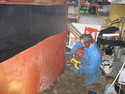 Micke is cutting the oil-tank so we can use the material for the filter and condensed water canister.