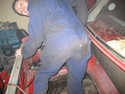 Johan sat down, and got some sticky stuff in the back.