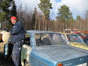 Micke getting spare parts at Toivo�s Welds and Repairs.