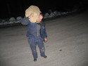 Micke had some beer and wobbles a little bit with the wood sack.