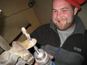 Micke, drilling the holder for the adjustable ignition timing.