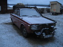 The car just before starting up and travelling to the Swedish car inspection company.