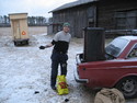 Filling the generator hot-bed with coal.